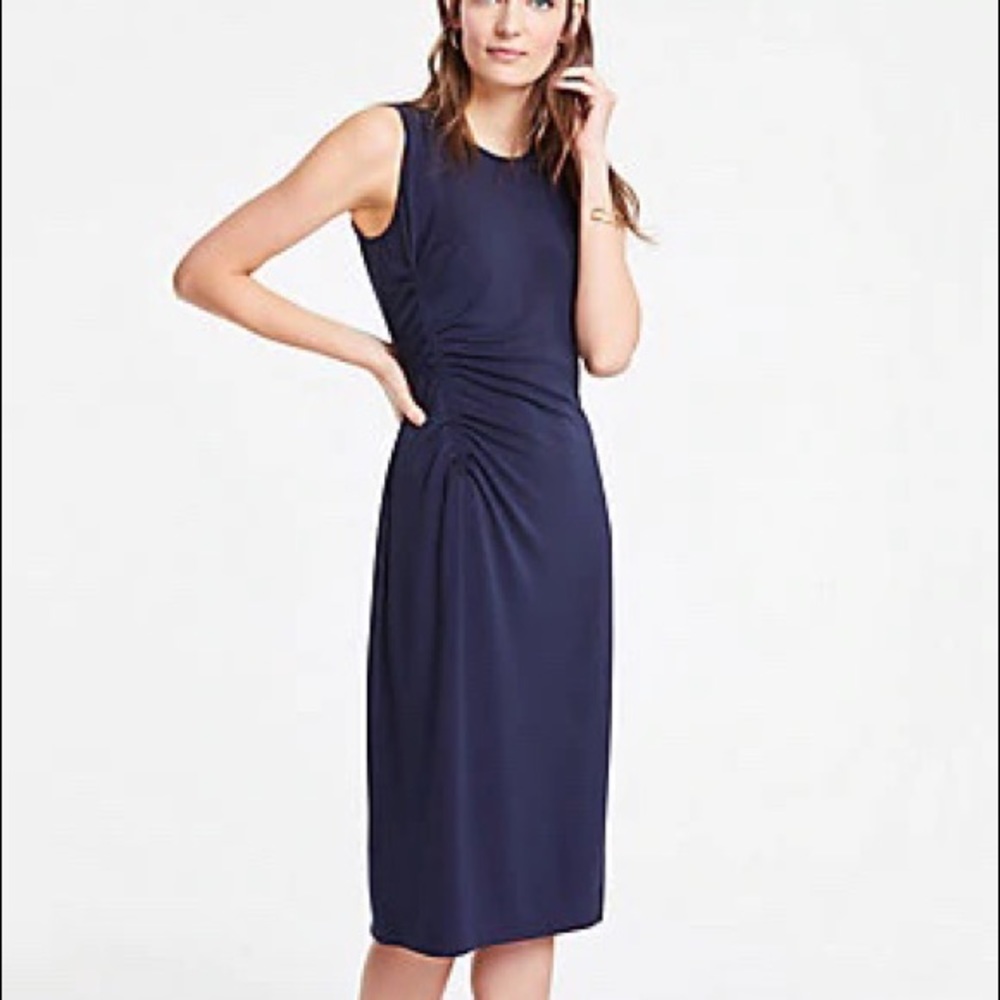 NWT Ann Taylor Matte Jersey Ruched Sheath Dress
